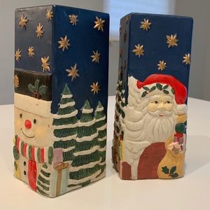 Set of 2 Christmas Santa Candlestick Holders